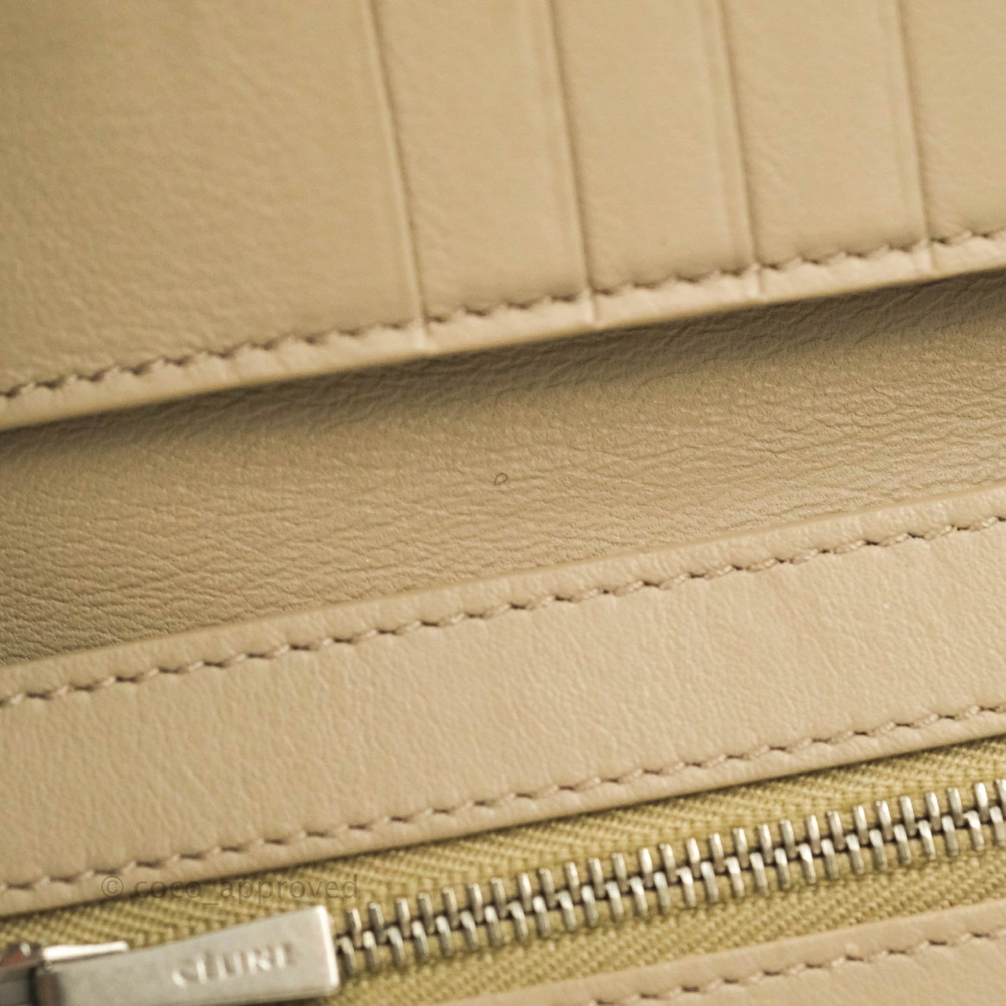 Celine Strap Medium Wallet Grained Leather Blue/Taupe