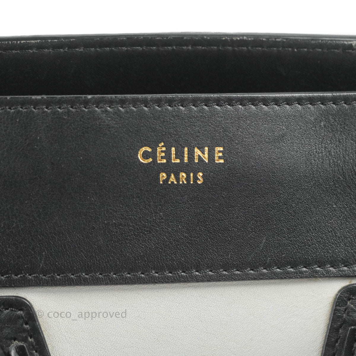 Celine Mini Luggage Bag Black/White/Brown Calfskin