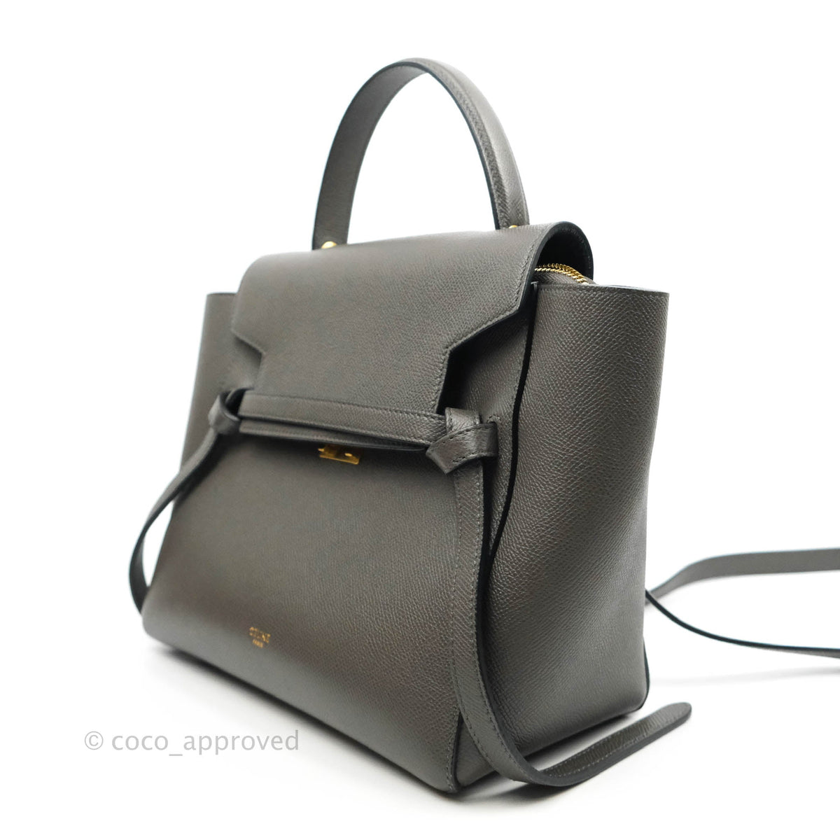 Celine Micro Belt Bag Grey Grained Calfskin Gold Hardware