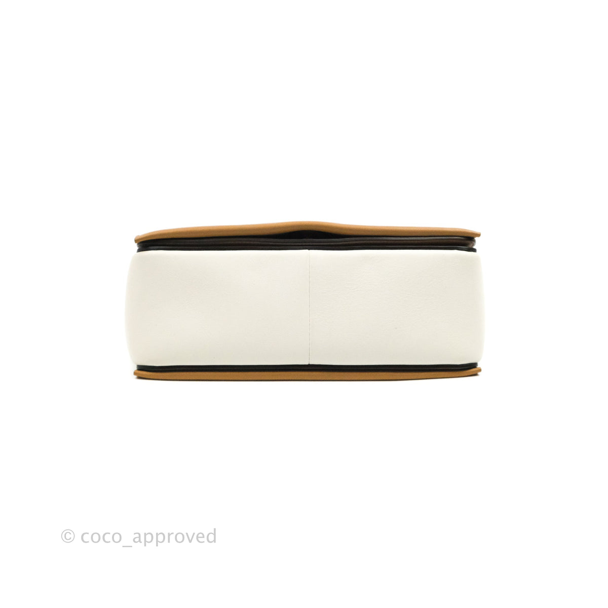 Celine Frame Shoulder Bag White Brown Calfskin Gold Hardware