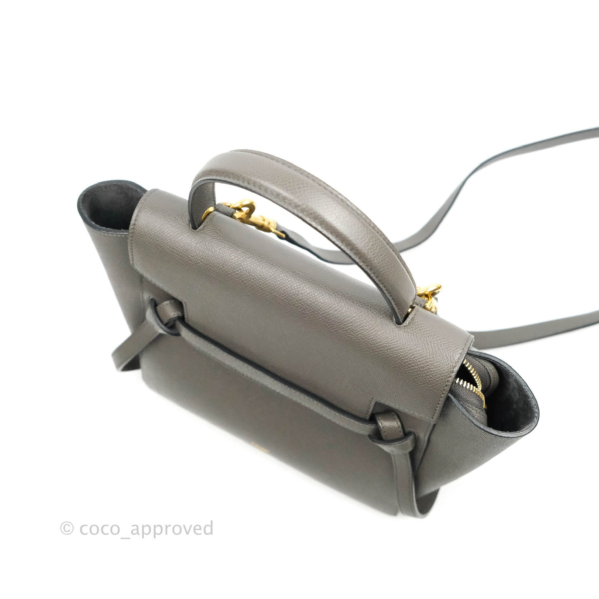 Celine Micro Belt Bag Grey Grained Calfskin Gold Hardware