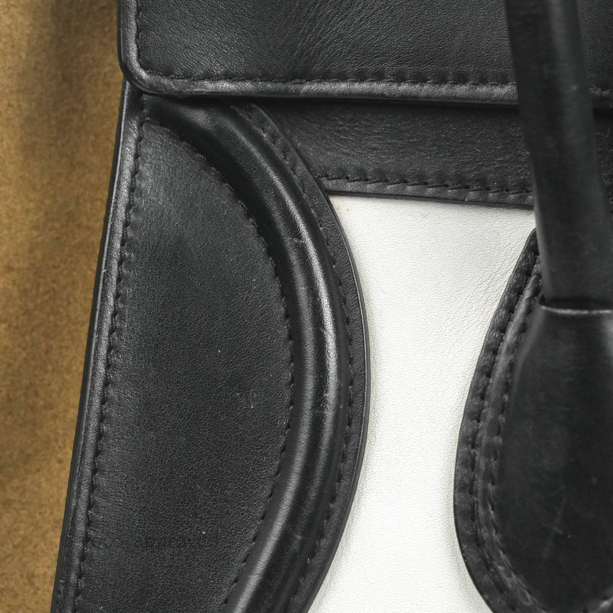 Celine Mini Luggage Bag Black/White/Brown Calfskin