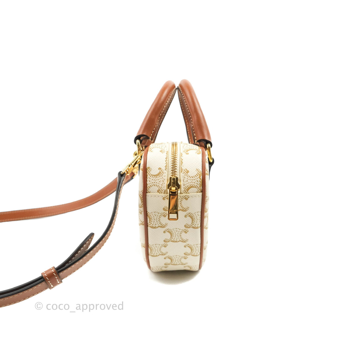 Celine Heart Medium Triomphe White Calfskin