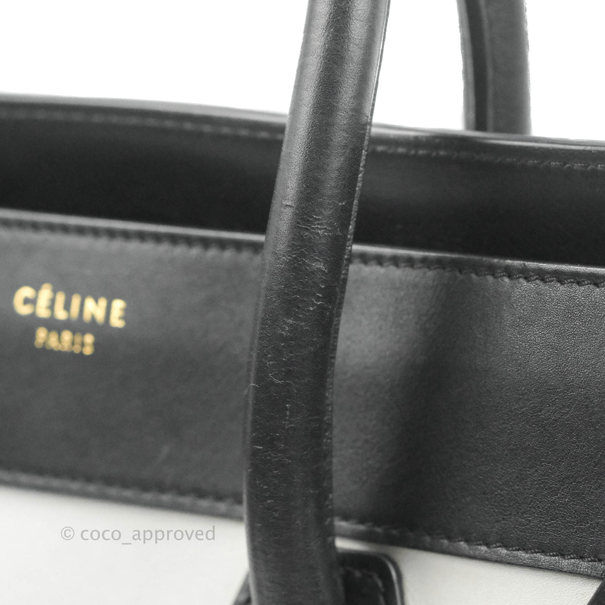 Celine Mini Luggage Bag Black/White/Brown Calfskin