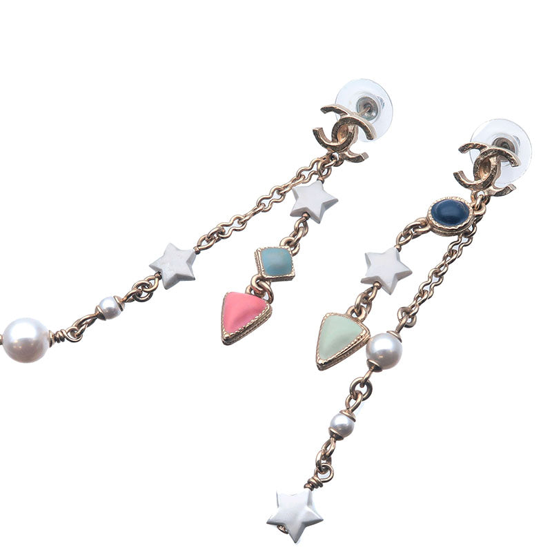 Chanel CoCo Mark Drop Earrings Imitation Pearl Champagne Gold AP