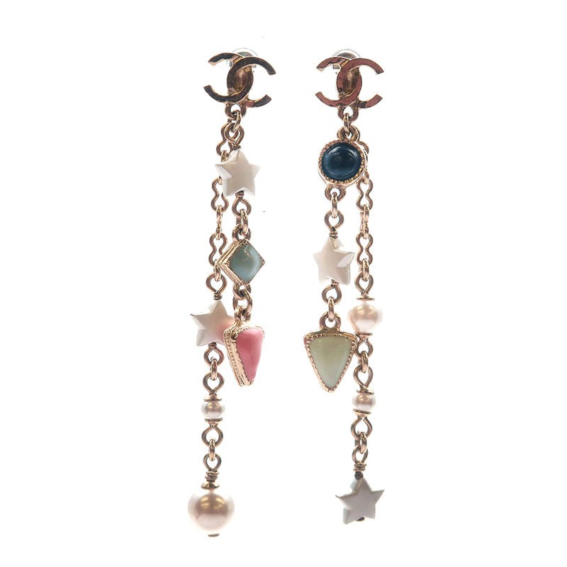 Chanel CoCo Mark Drop Earrings Imitation Pearl Champagne Gold AP
