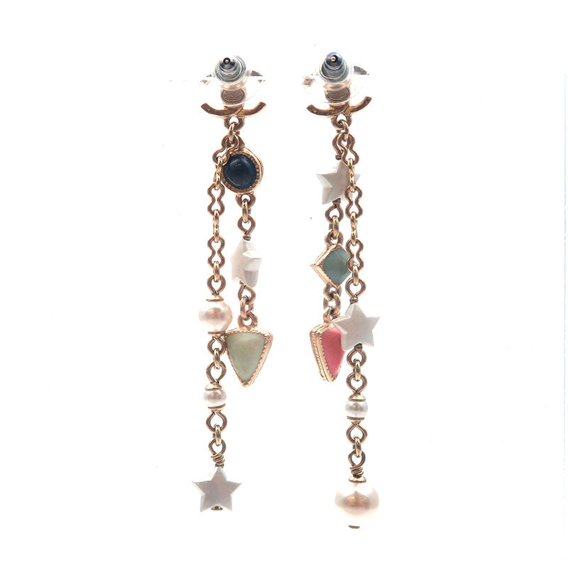 Chanel CoCo Mark Drop Earrings Imitation Pearl Champagne Gold AP