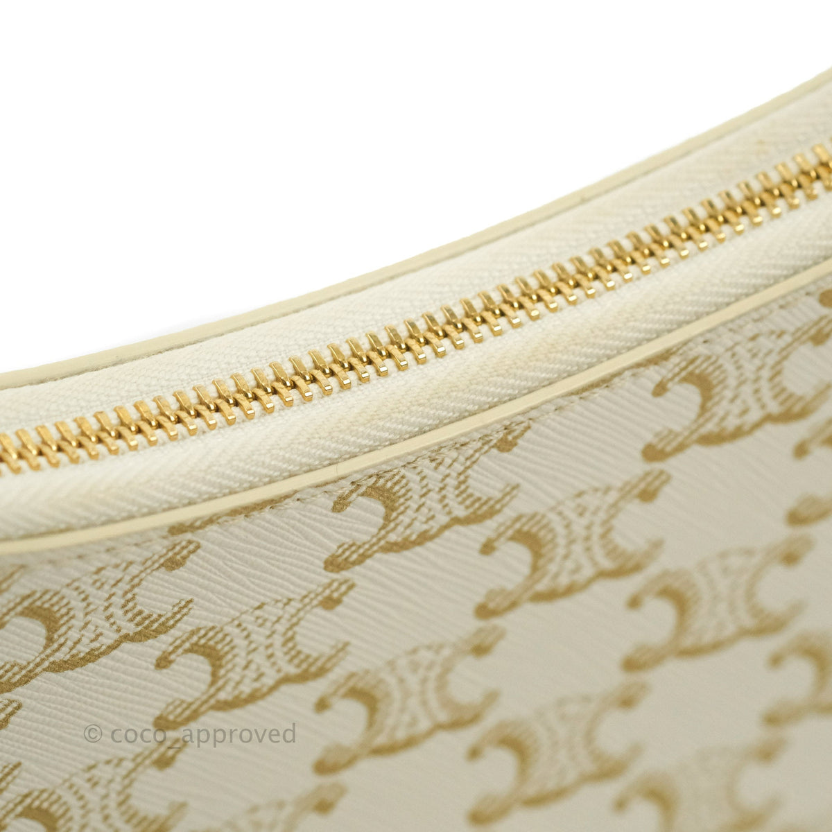 Celine Ava Bag In Triomphe Canvas Calfskin White