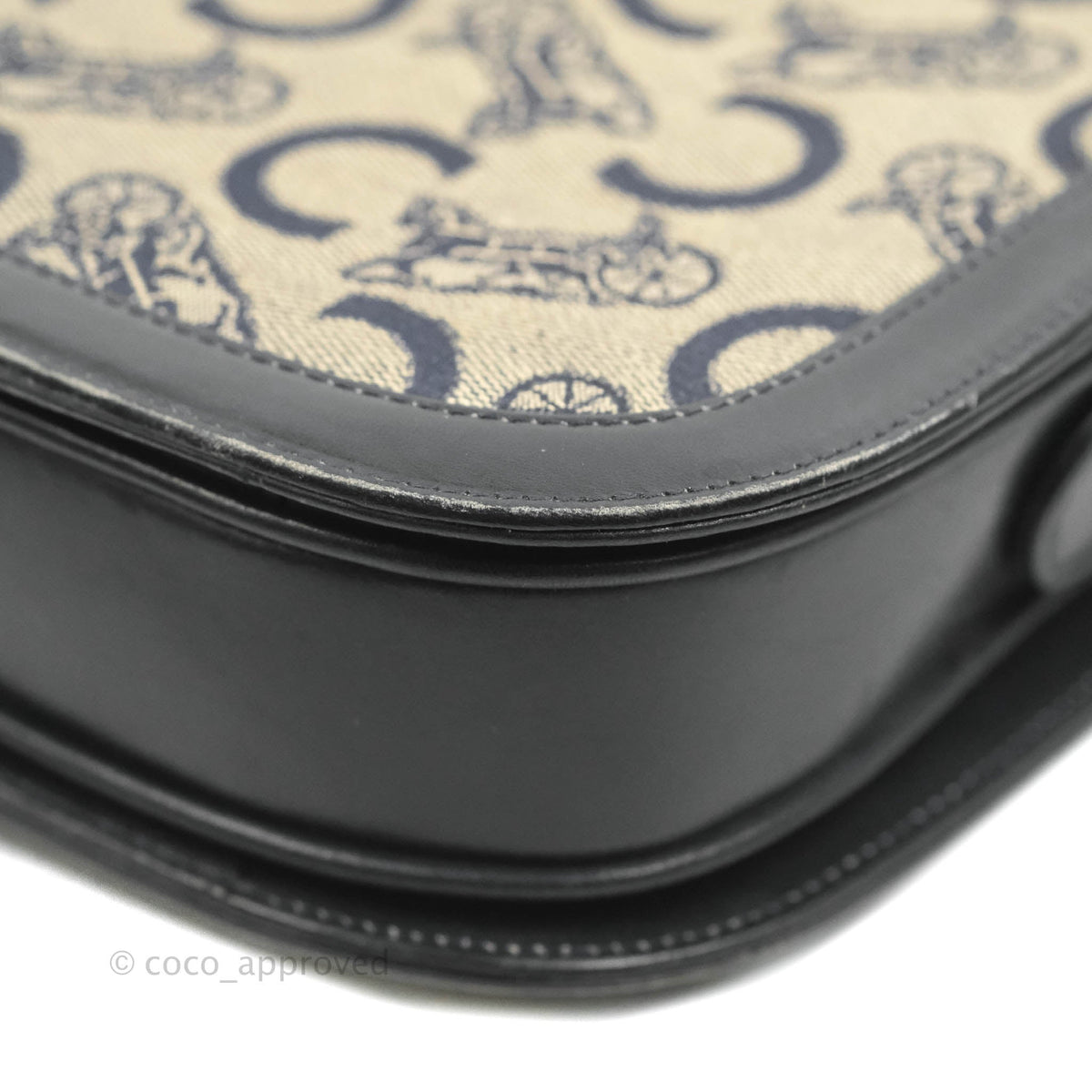 Celine Macadam Horse Carriage Bag Navy Gold Hardware