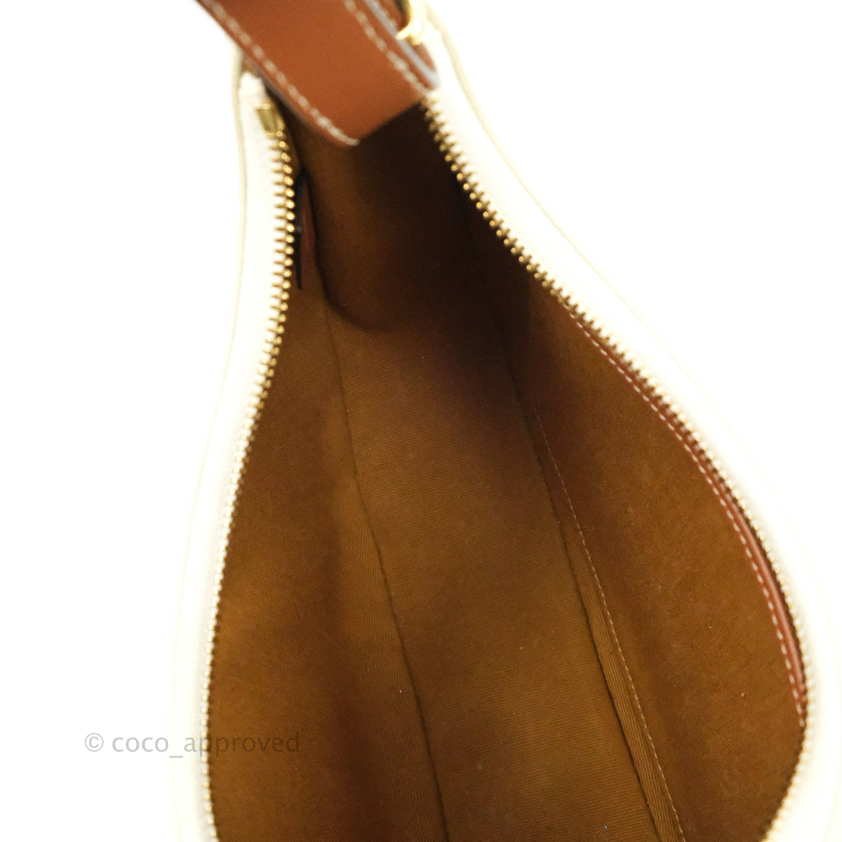 Celine Ava Bag In Triomphe Canvas Calfskin White