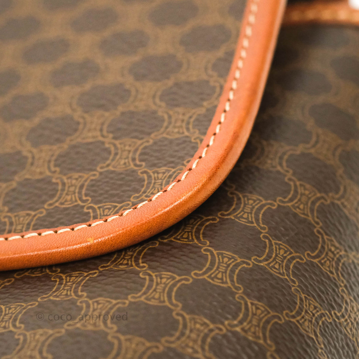 Celine Vintage Brown Canvas Top Handle Bag