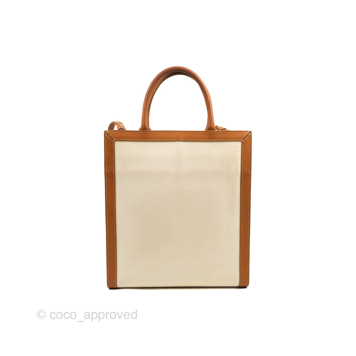 Celine Small Vertical Cabas Tote With Celine Print Natural/Tan