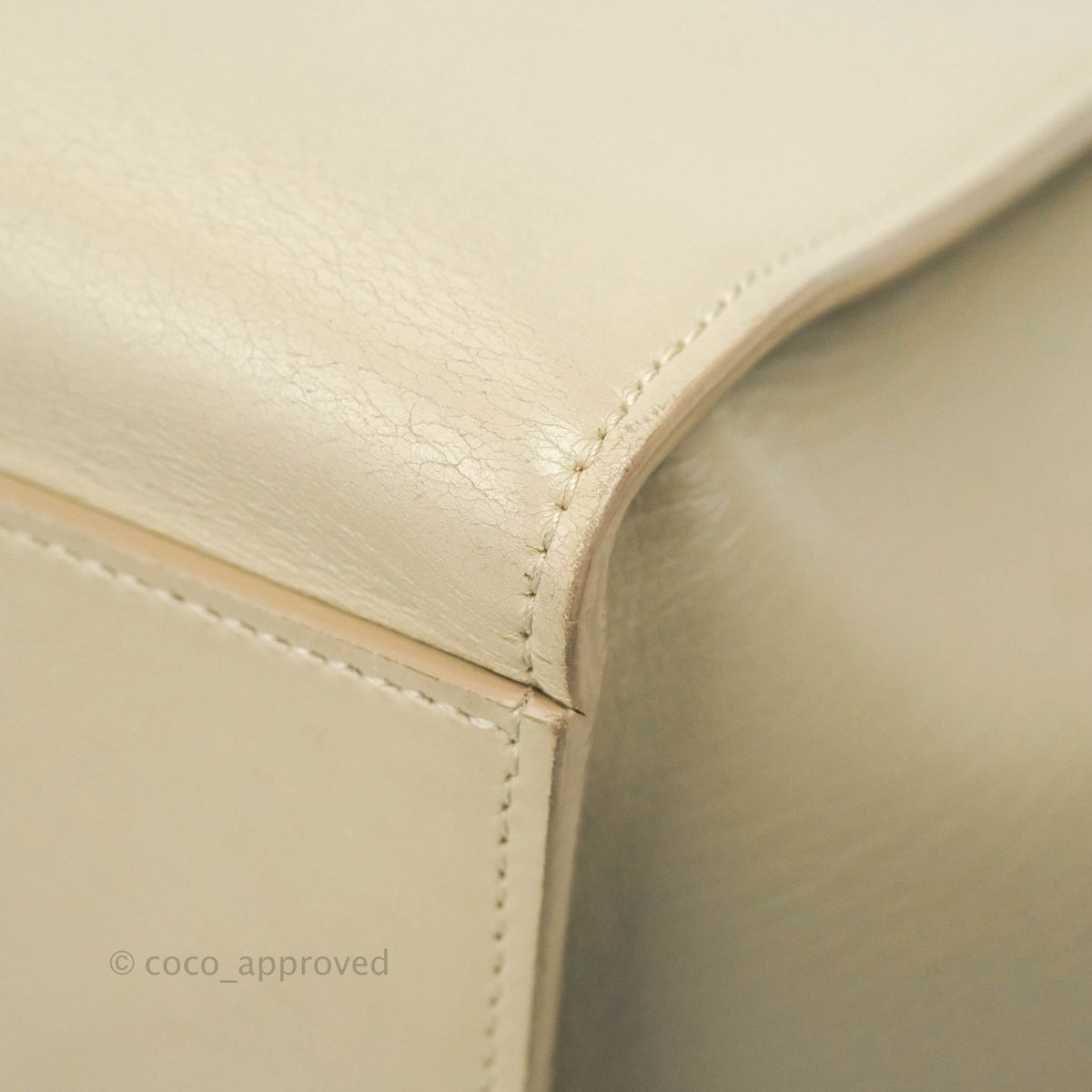Celine Small Sleek Calfskin Tri-Color Trapeze Ivory
