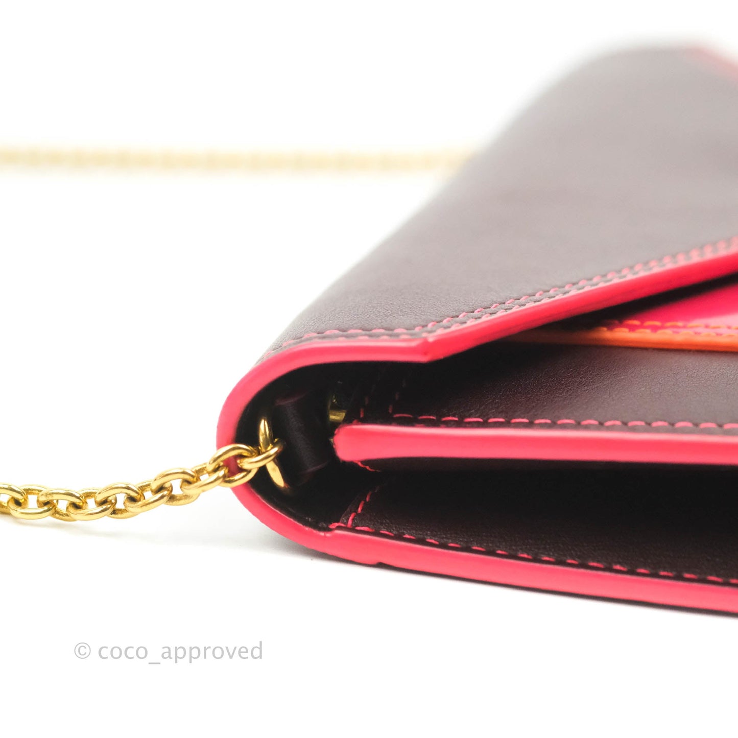 Celine Pocket Envelope Wallet on Chain Maroon