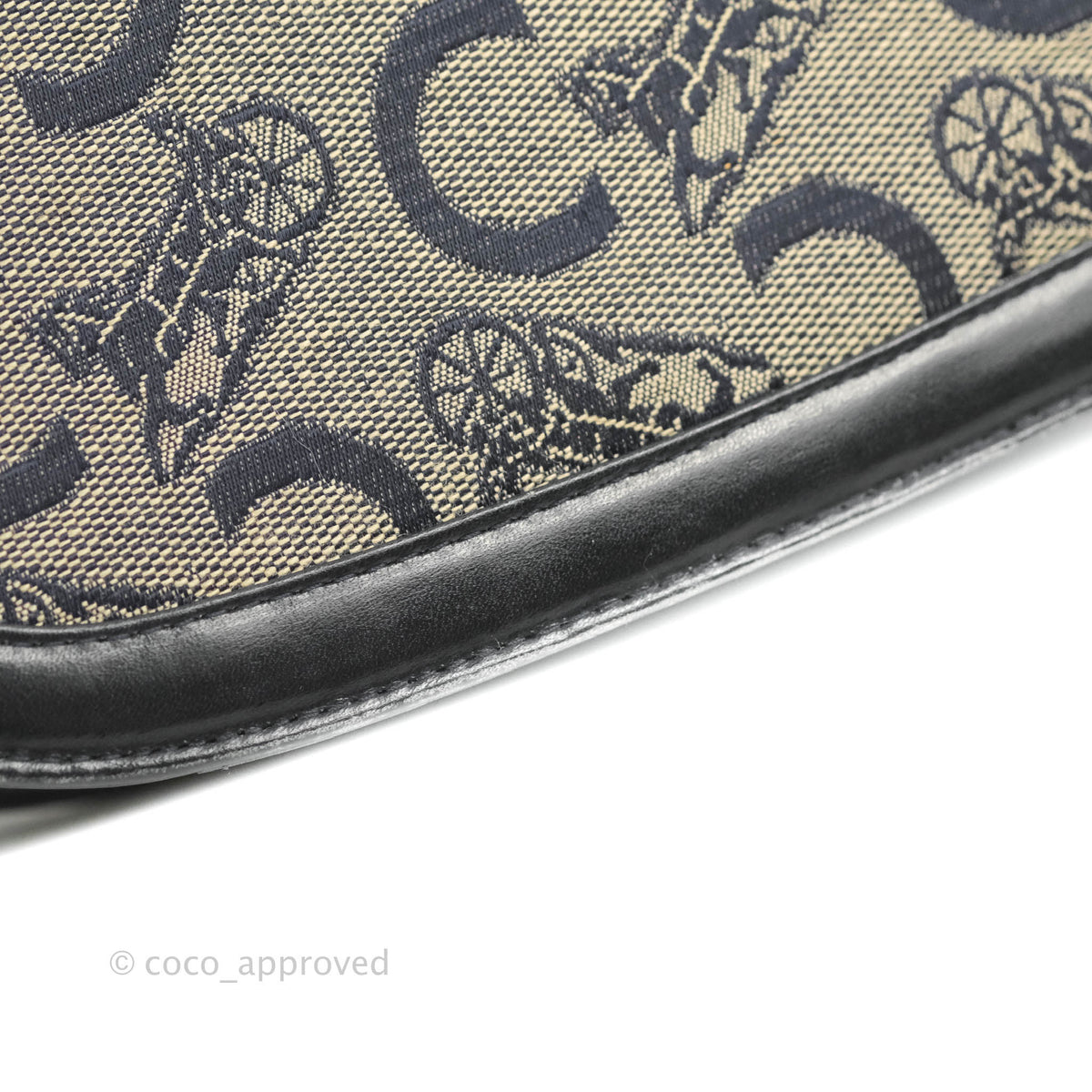 Celine Macadam Horse Carriage Bag Navy Gold Hardware