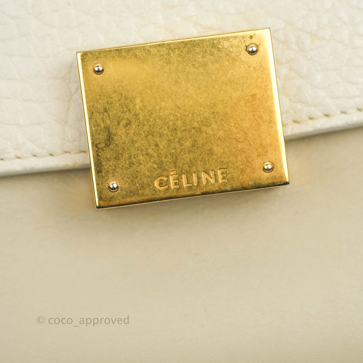 Celine Small Sleek Calfskin Tri-Color Trapeze Ivory
