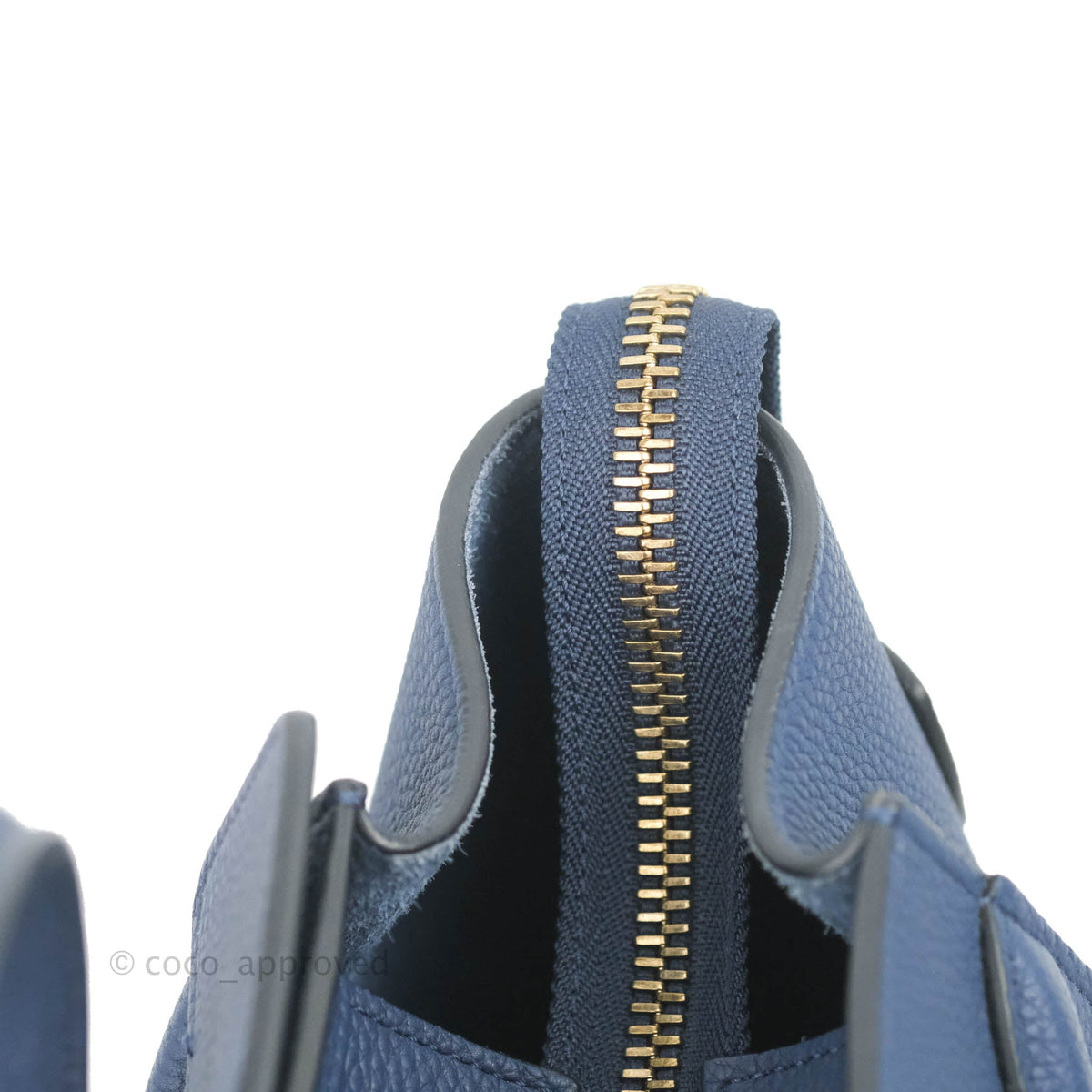Celine Micro Luggage Handbag Navy Grained Calfskin Gold Hardware