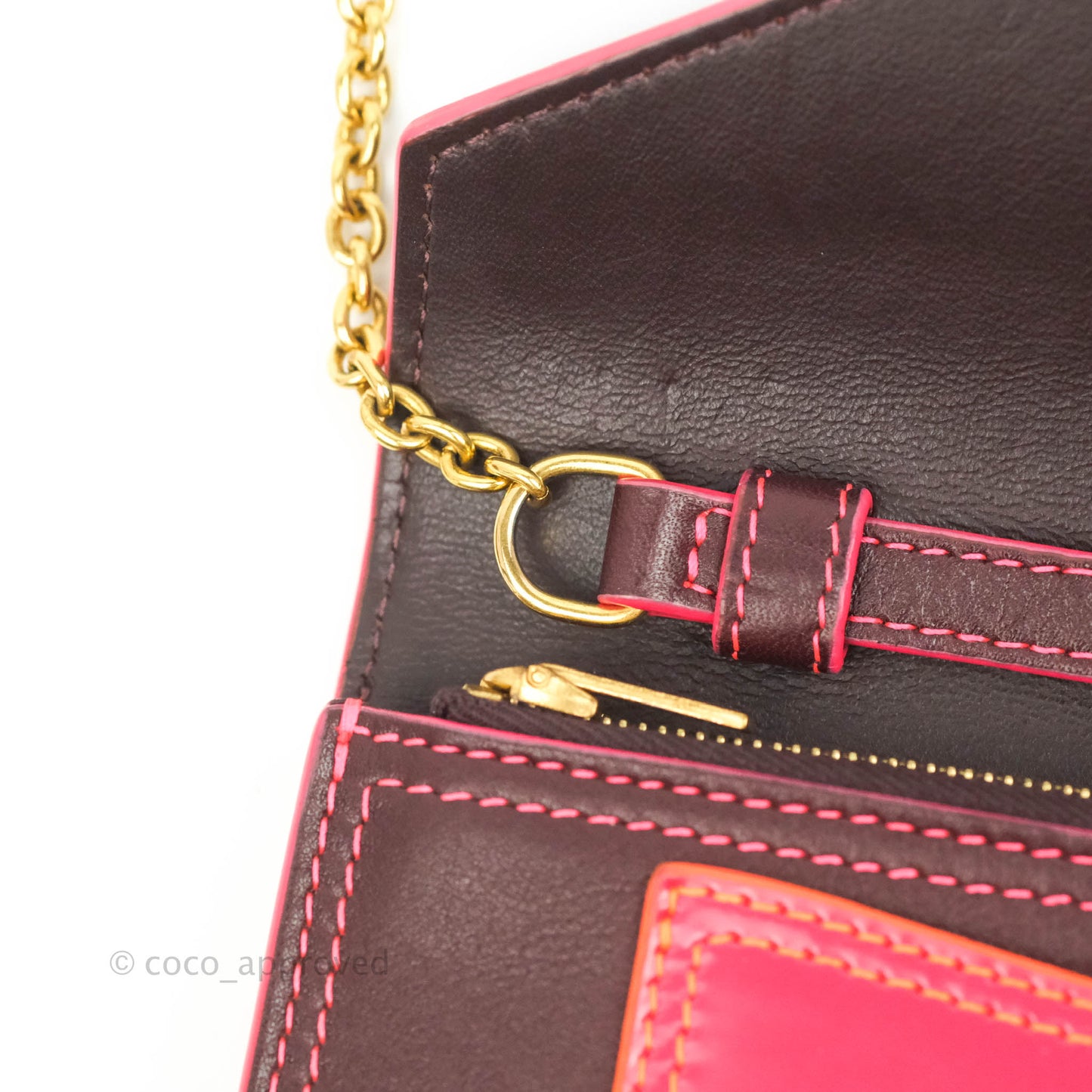 Celine Pocket Envelope Wallet on Chain Maroon