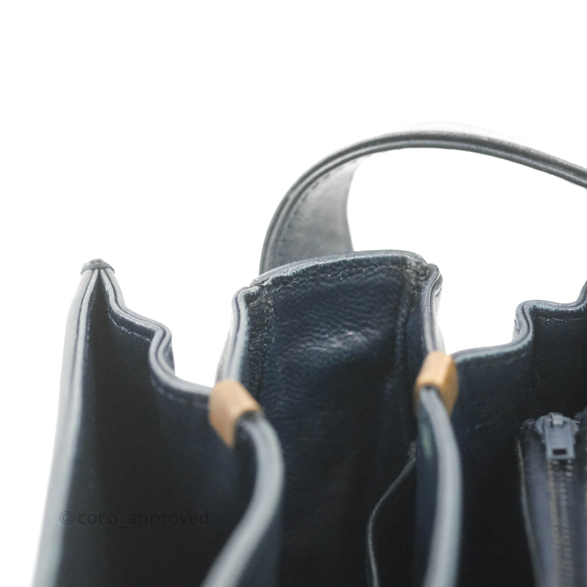 Celine Macadam Horse Carriage Bag Navy Gold Hardware