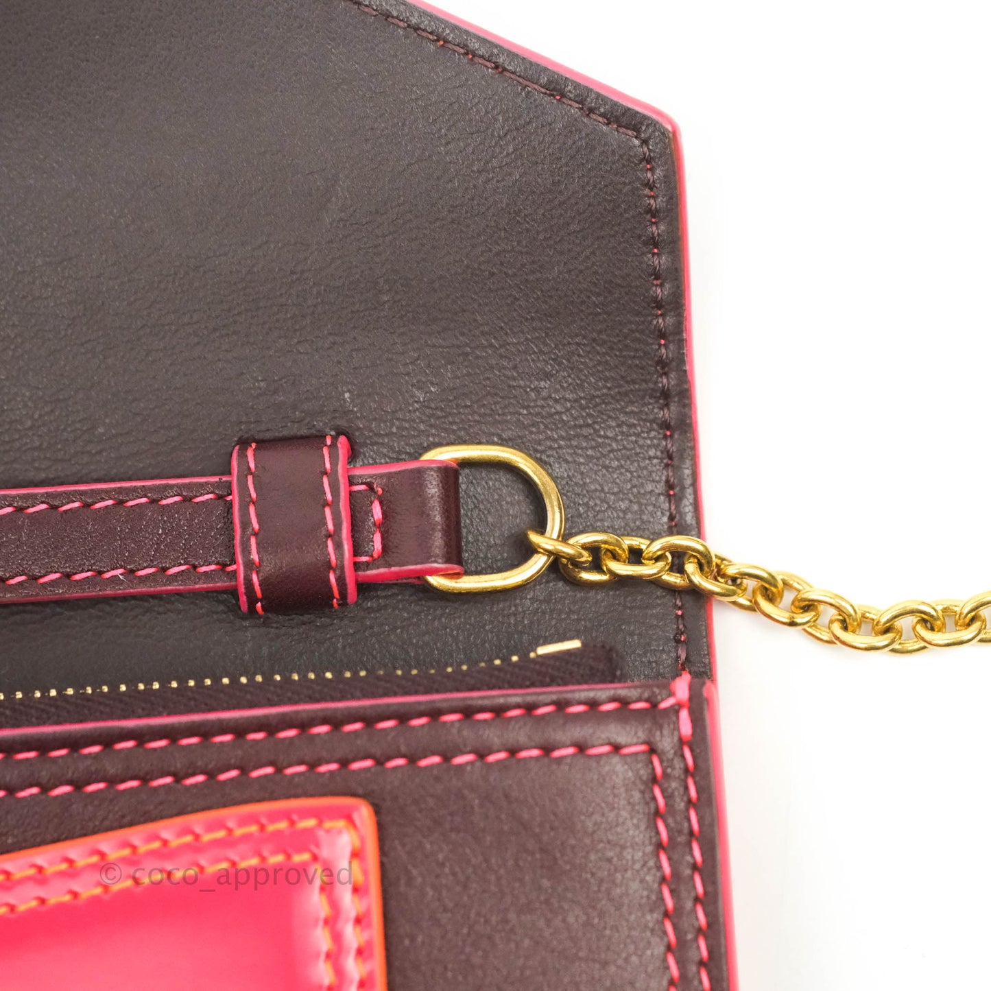 Celine Pocket Envelope Wallet on Chain Maroon