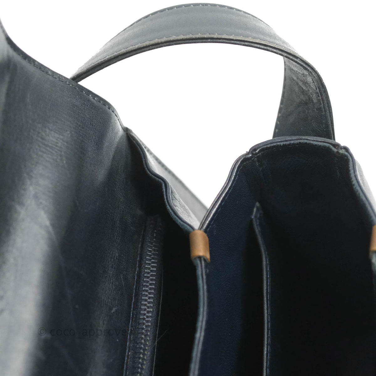 Celine Macadam Horse Carriage Bag Navy Gold Hardware