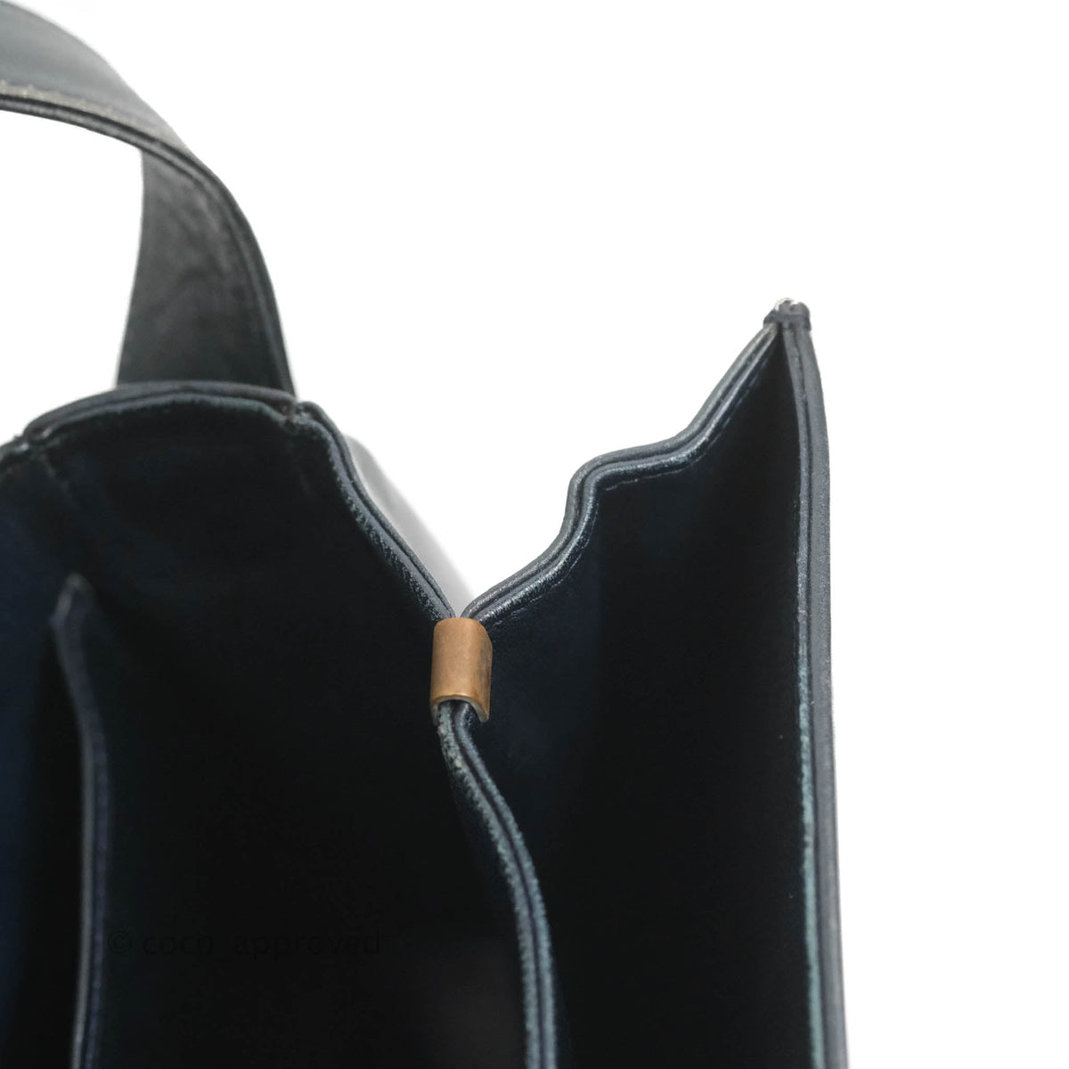 Celine Macadam Horse Carriage Bag Navy Gold Hardware