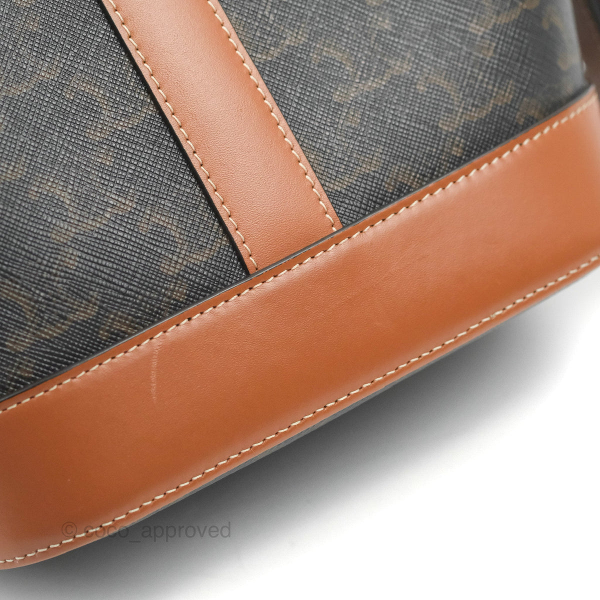 Celine Small Bucket Triomphe Canvas Tan Calfskin