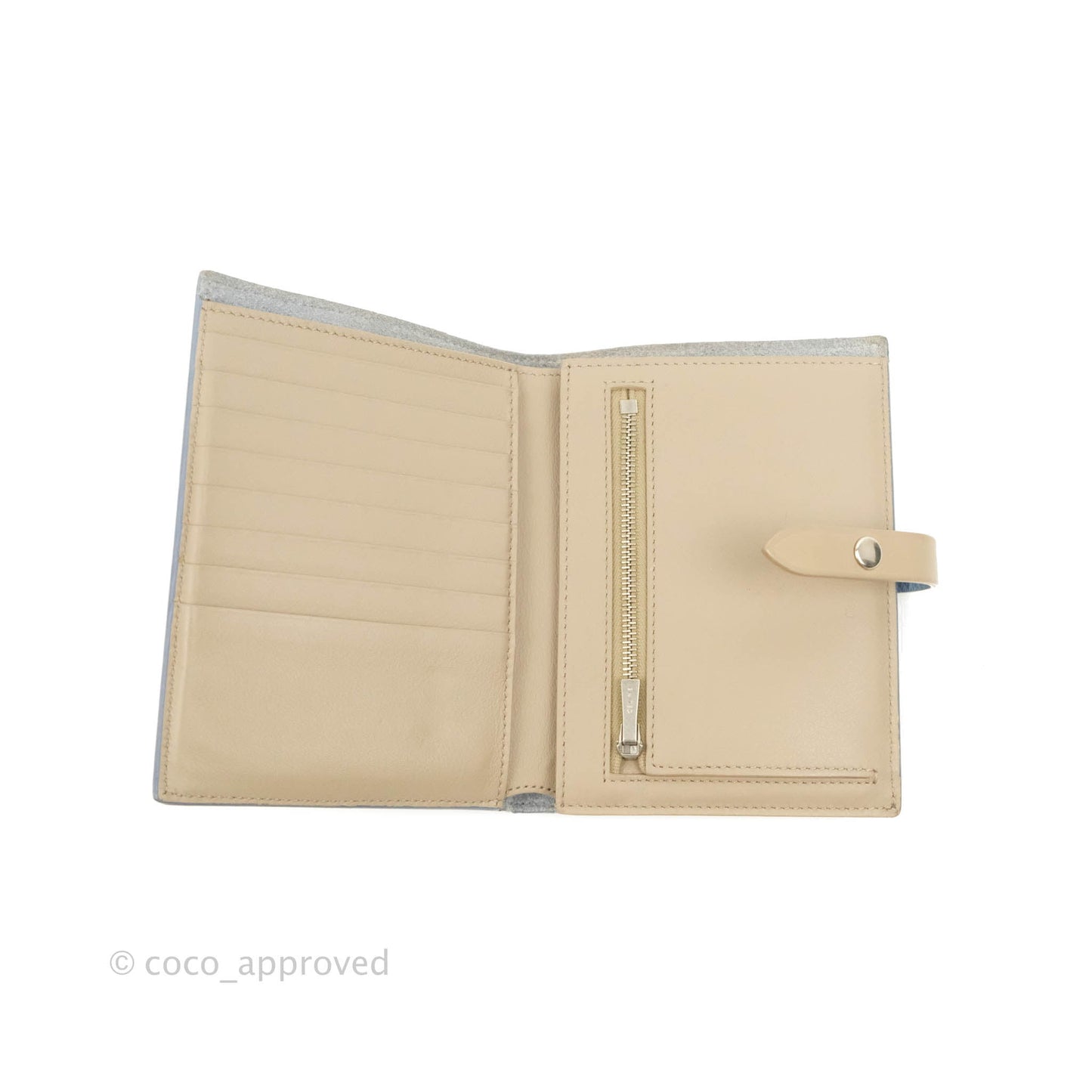 Celine Strap Medium Wallet Grained Leather Blue/Taupe