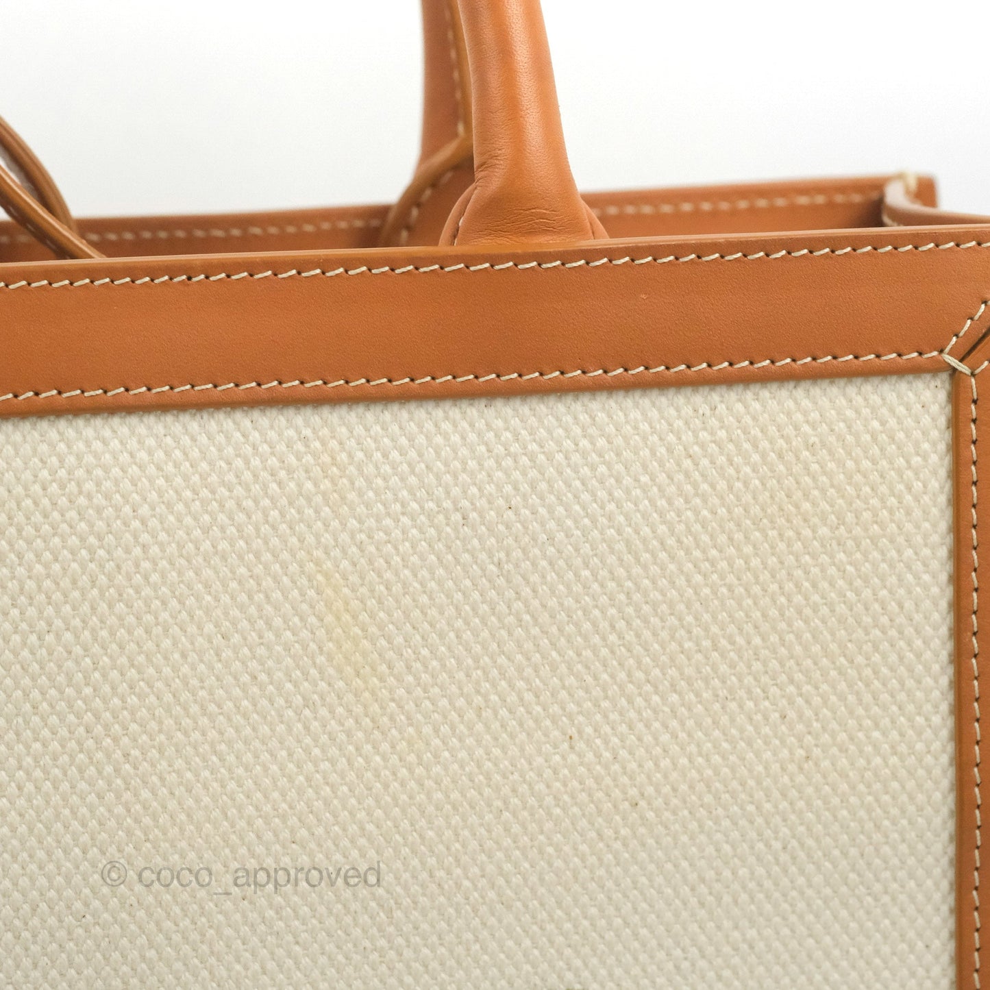 Celine Small Vertical Cabas Tote With Celine Print Natural/Tan