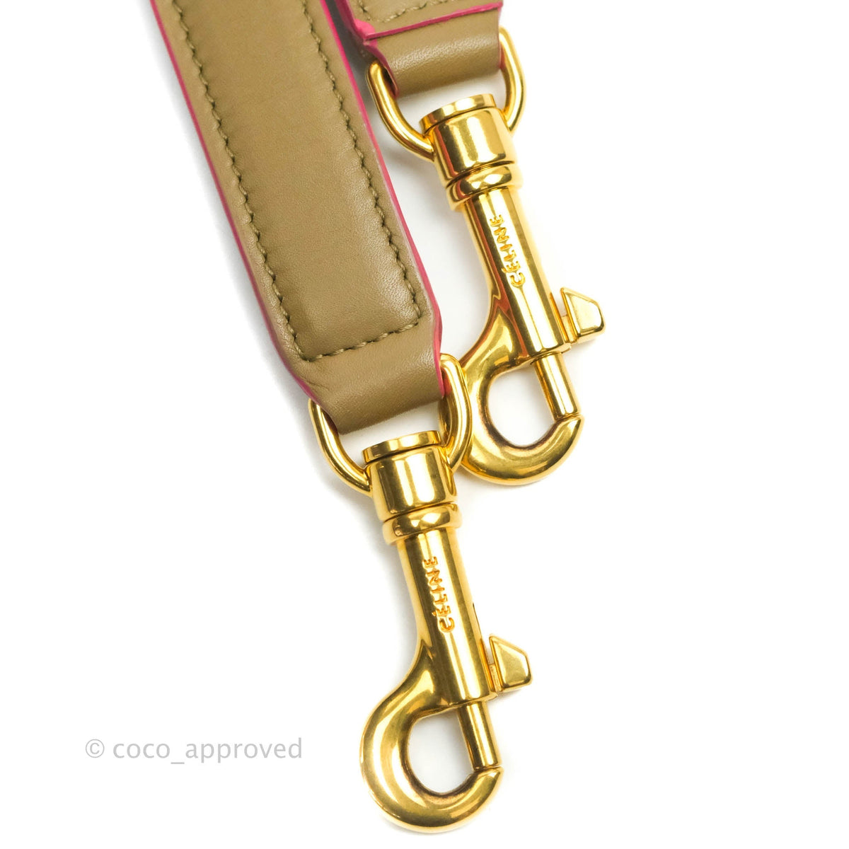 Celine Small Sleek Trapeze Beige Neon Pink Calfskin