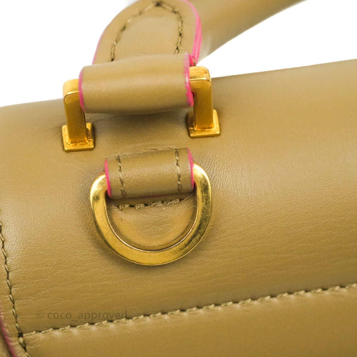 Celine Small Sleek Trapeze Beige Neon Pink Calfskin
