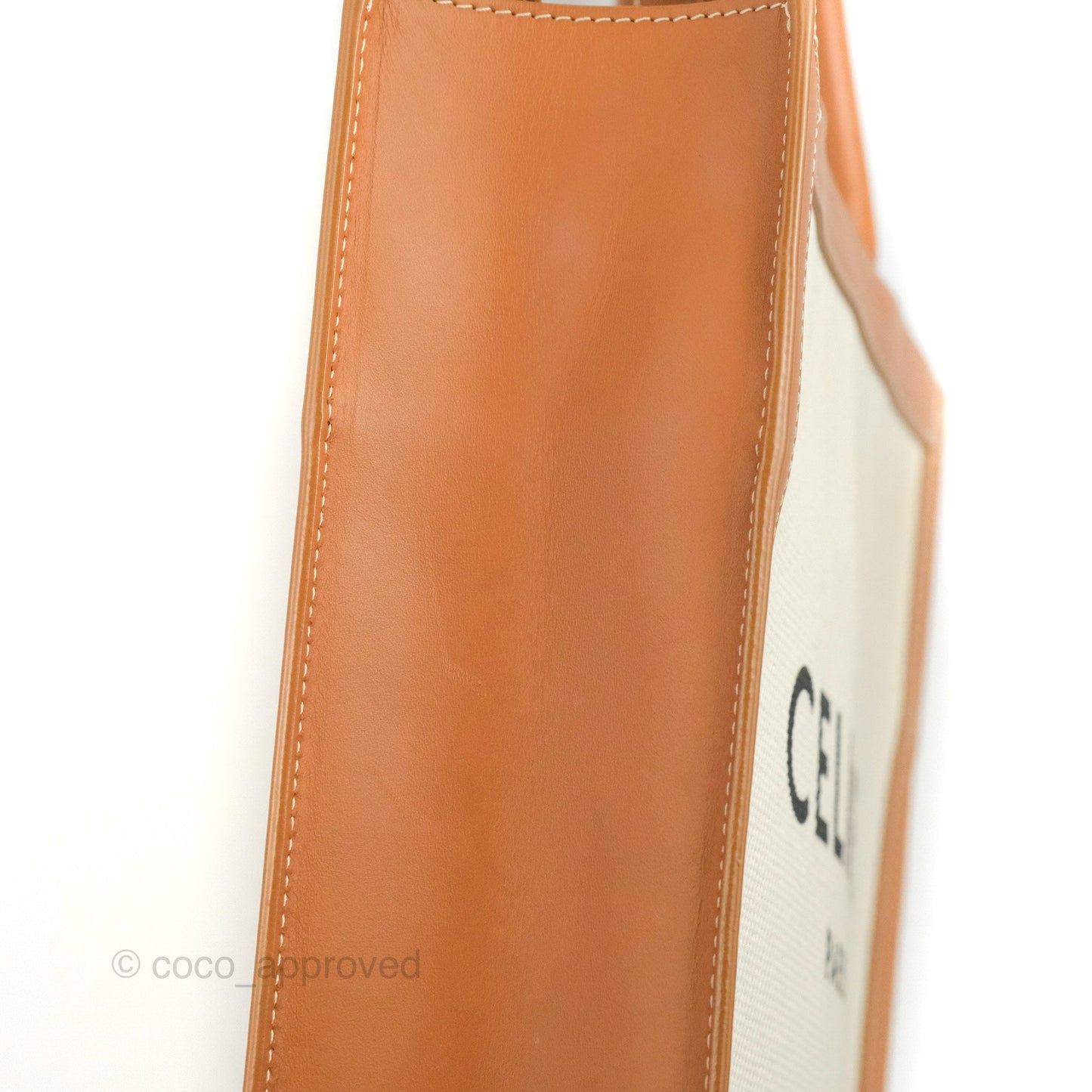 Celine Small Vertical Cabas Tote With Celine Print Natural/Tan