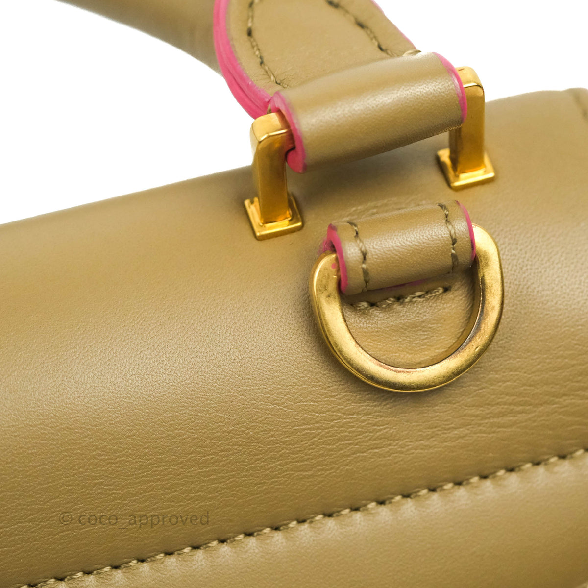 Celine Small Sleek Trapeze Beige Neon Pink Calfskin