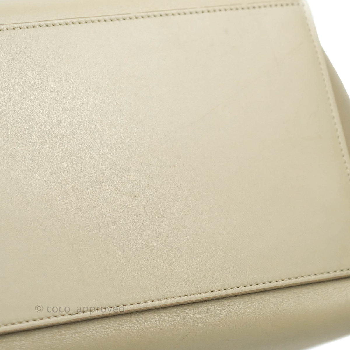 Celine Small Sleek Calfskin Tri-Color Trapeze Ivory