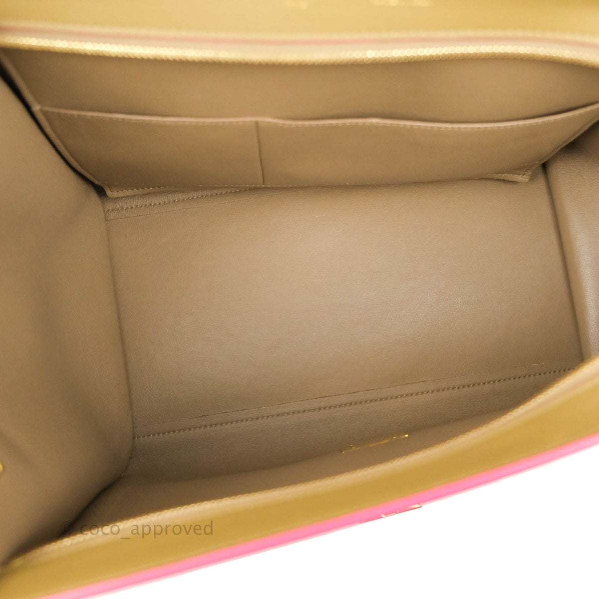Celine Small Sleek Trapeze Beige Neon Pink Calfskin