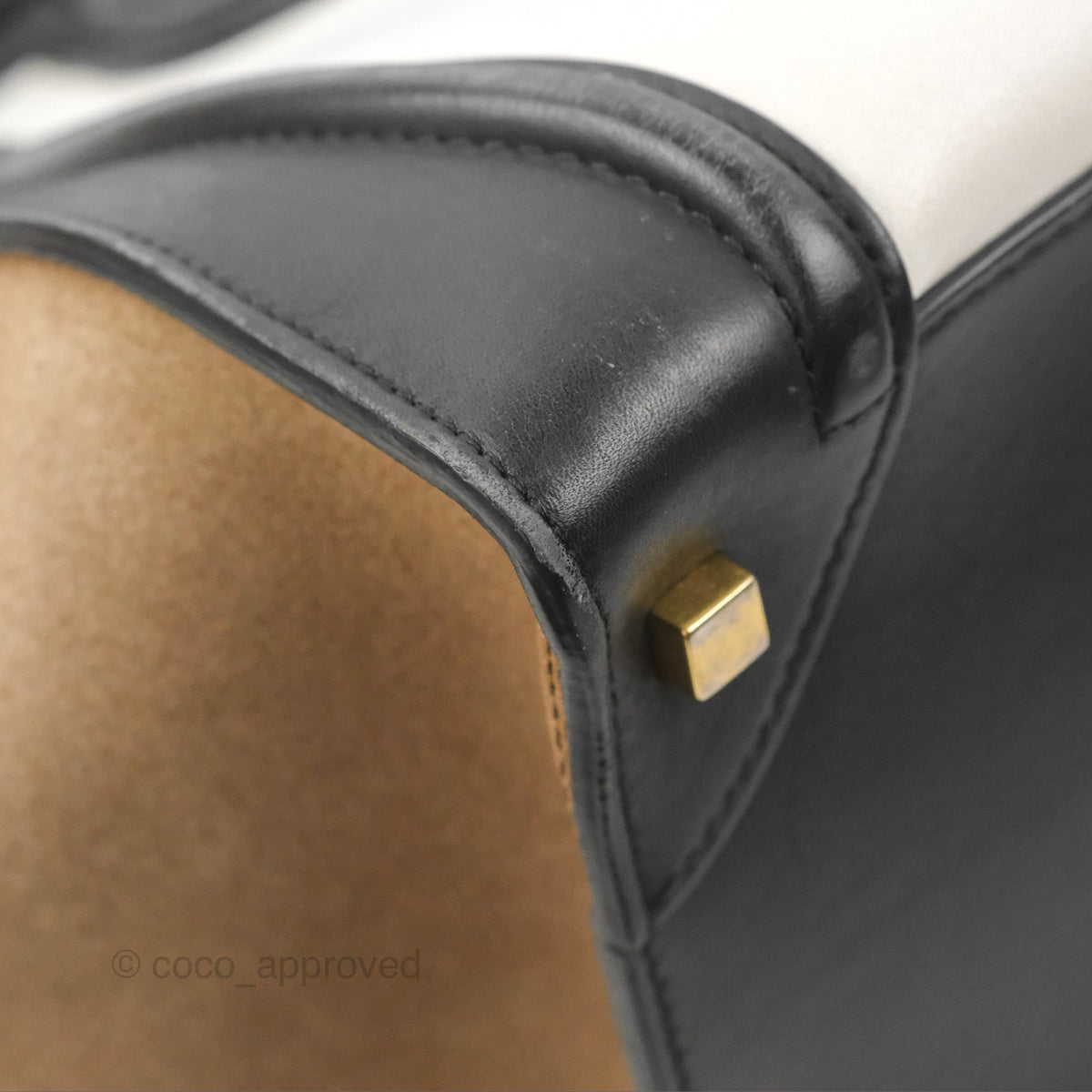 Celine Mini Luggage Bag Black/White/Brown Calfskin