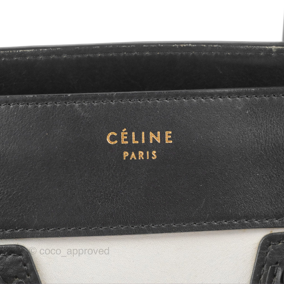 Celine Mini Luggage Bag Black/White/Brown Calfskin