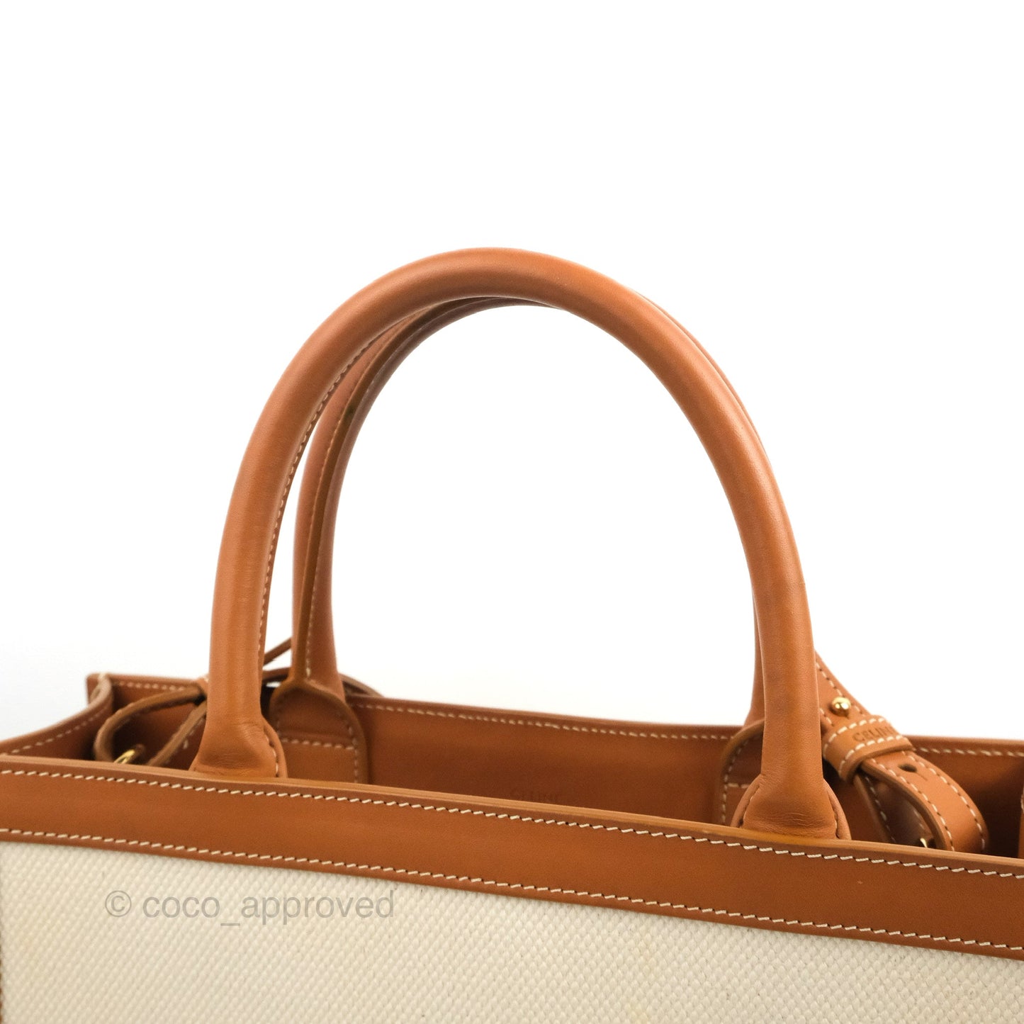 Celine Small Vertical Cabas Tote With Celine Print Natural/Tan