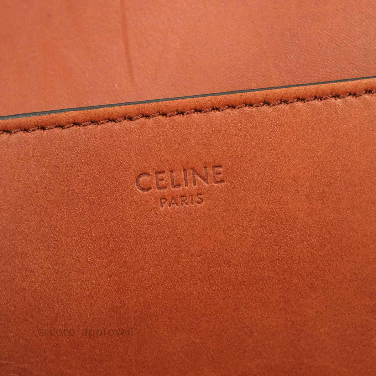Celine Sangle Bucket Bag Calfskin Brick Red Gold Hardware