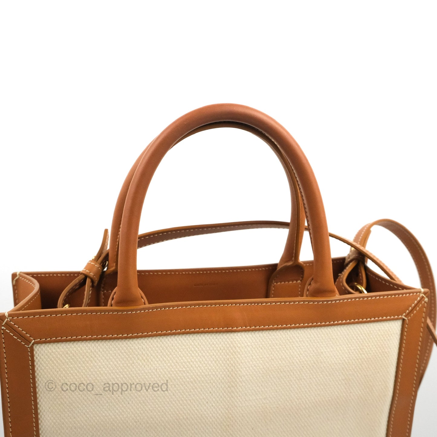 Celine Small Vertical Cabas Tote With Celine Print Natural/Tan