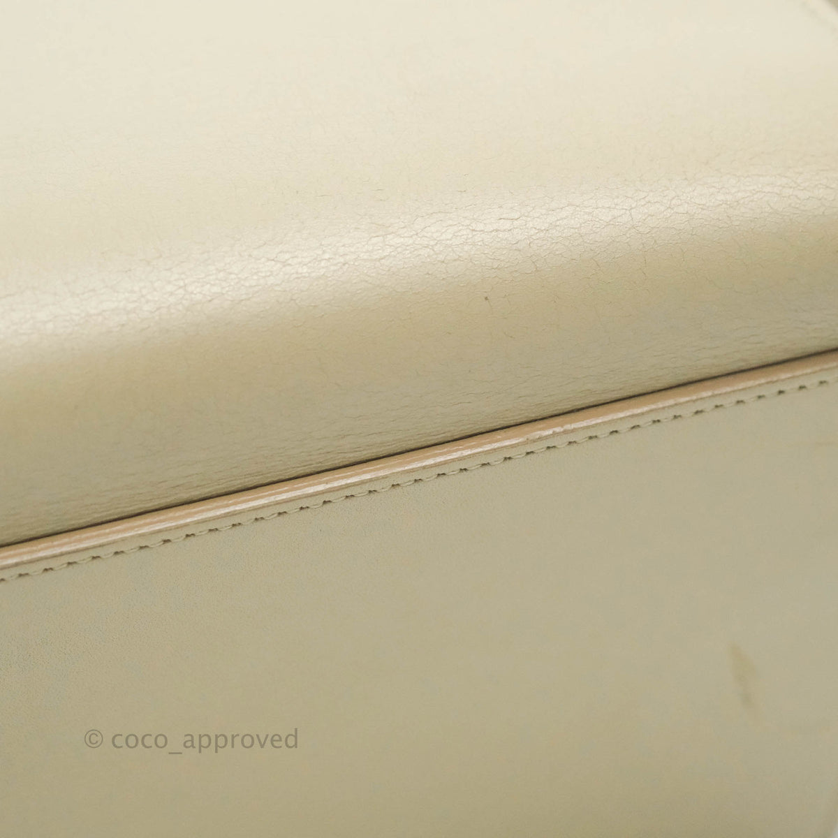 Celine Small Sleek Calfskin Tri-Color Trapeze Ivory