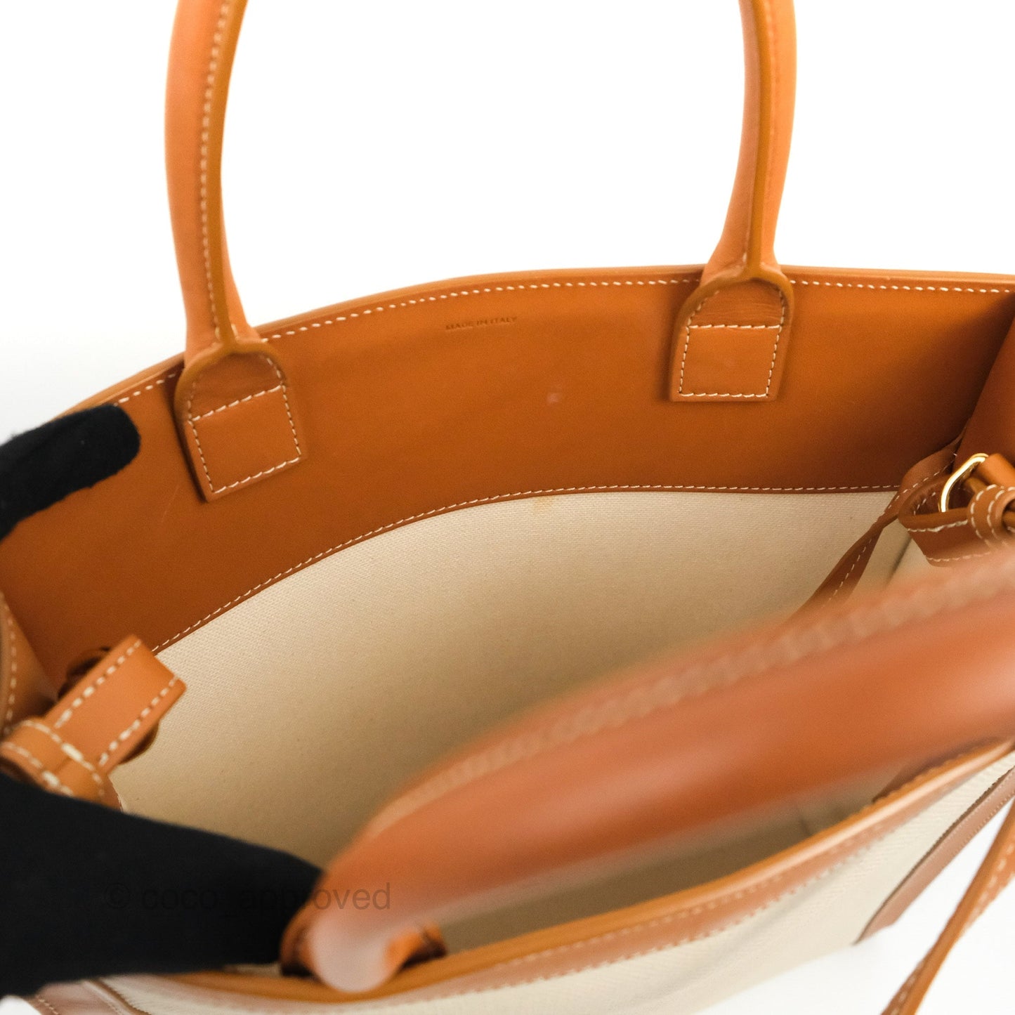 Celine Small Vertical Cabas Tote With Celine Print Natural/Tan