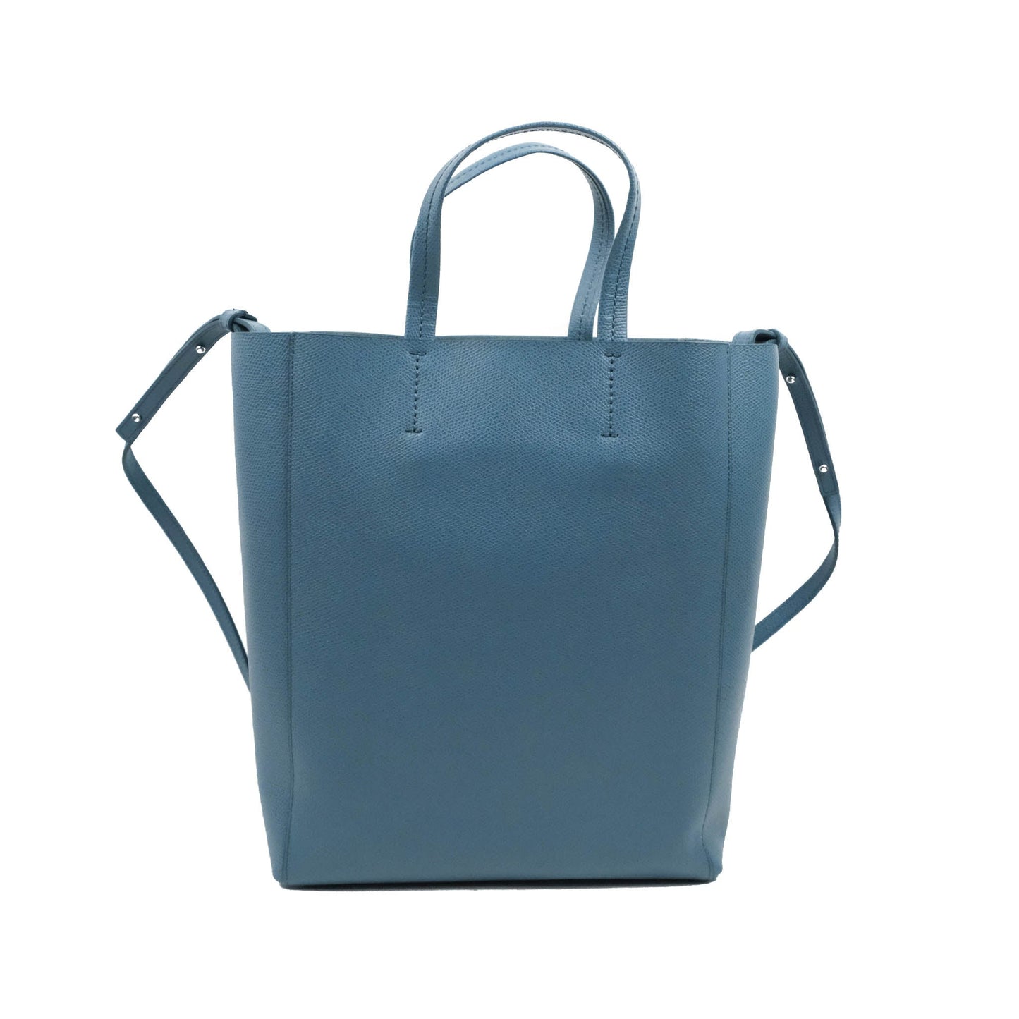 Celine Small Vertical Cabas Tote Grained Calfskin Blue Silver Hardware