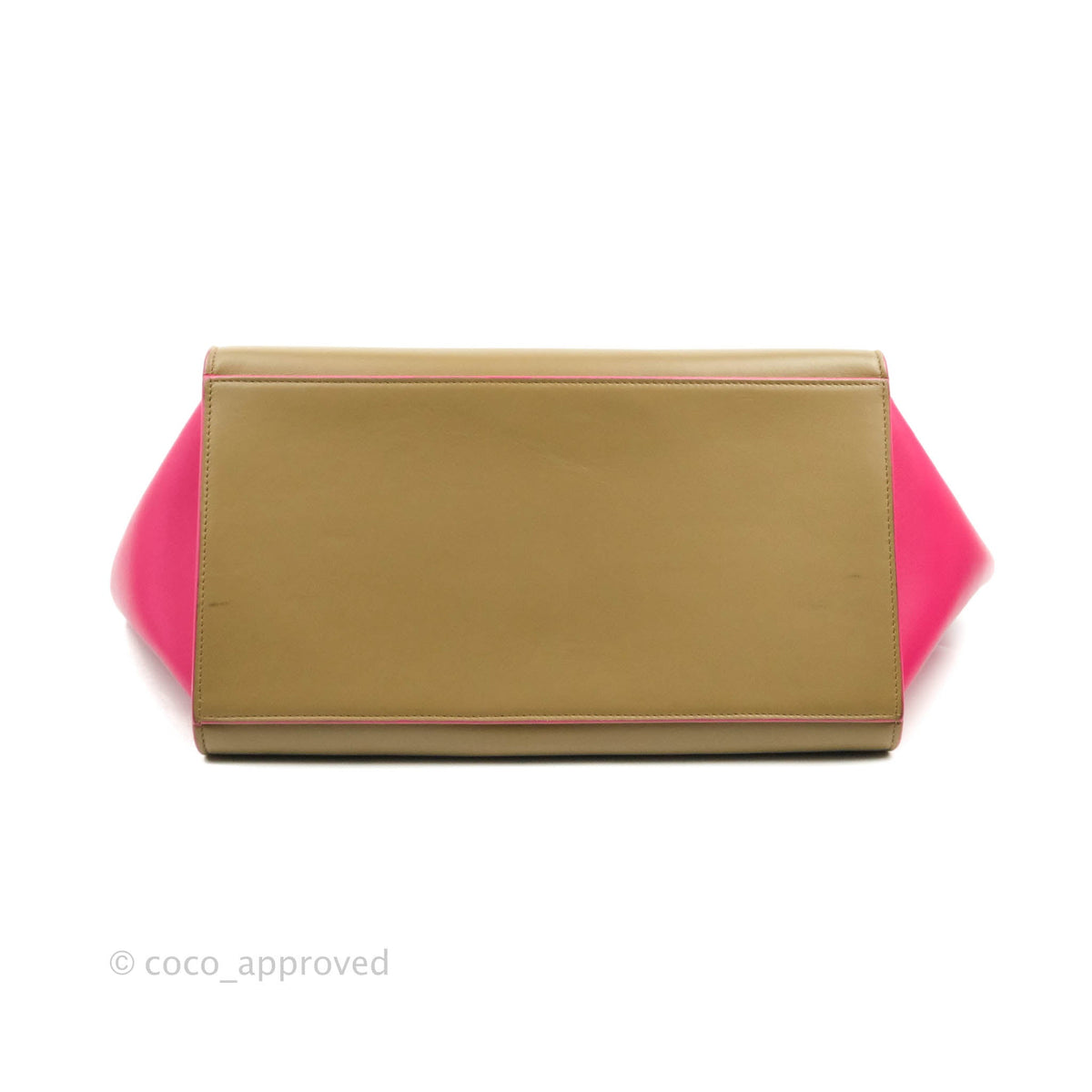Celine Small Sleek Trapeze Beige Neon Pink Calfskin