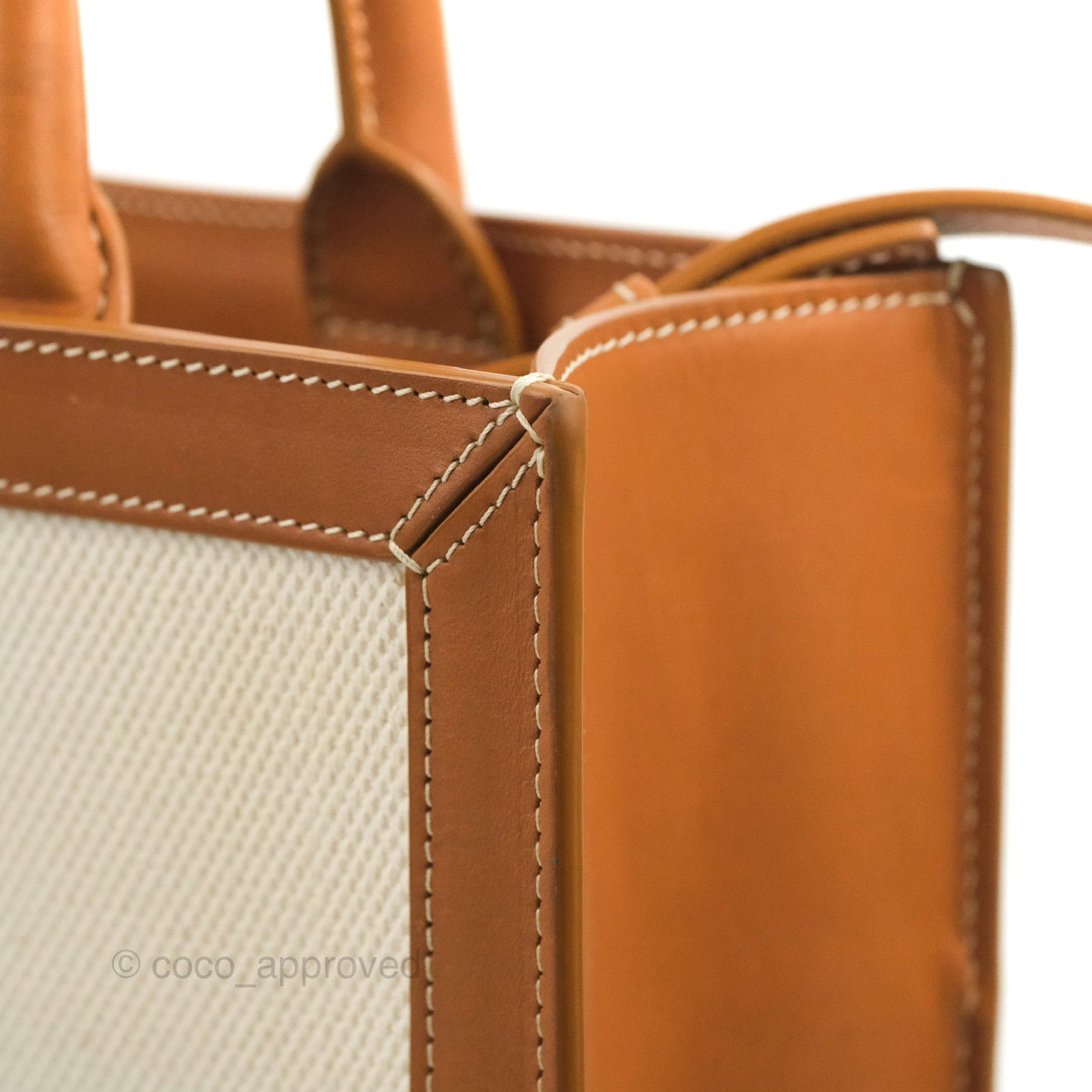 Celine Small Vertical Cabas Tote With Celine Print Natural/Tan