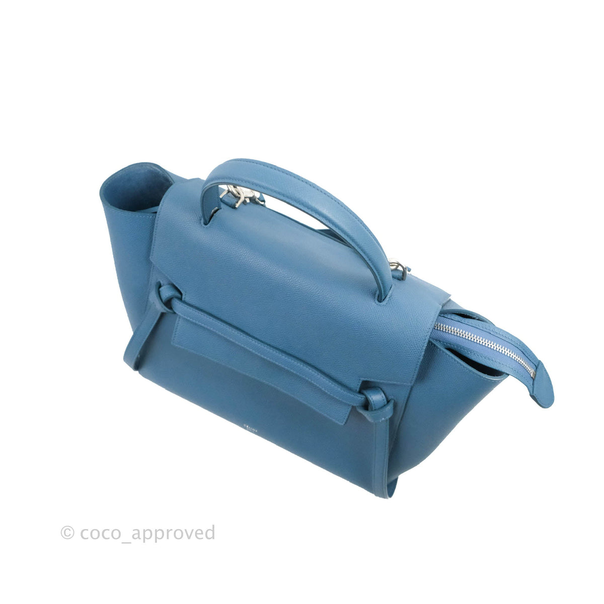 Celine Mini Belt Bag Blue Grained Calfskin Silver Hardware