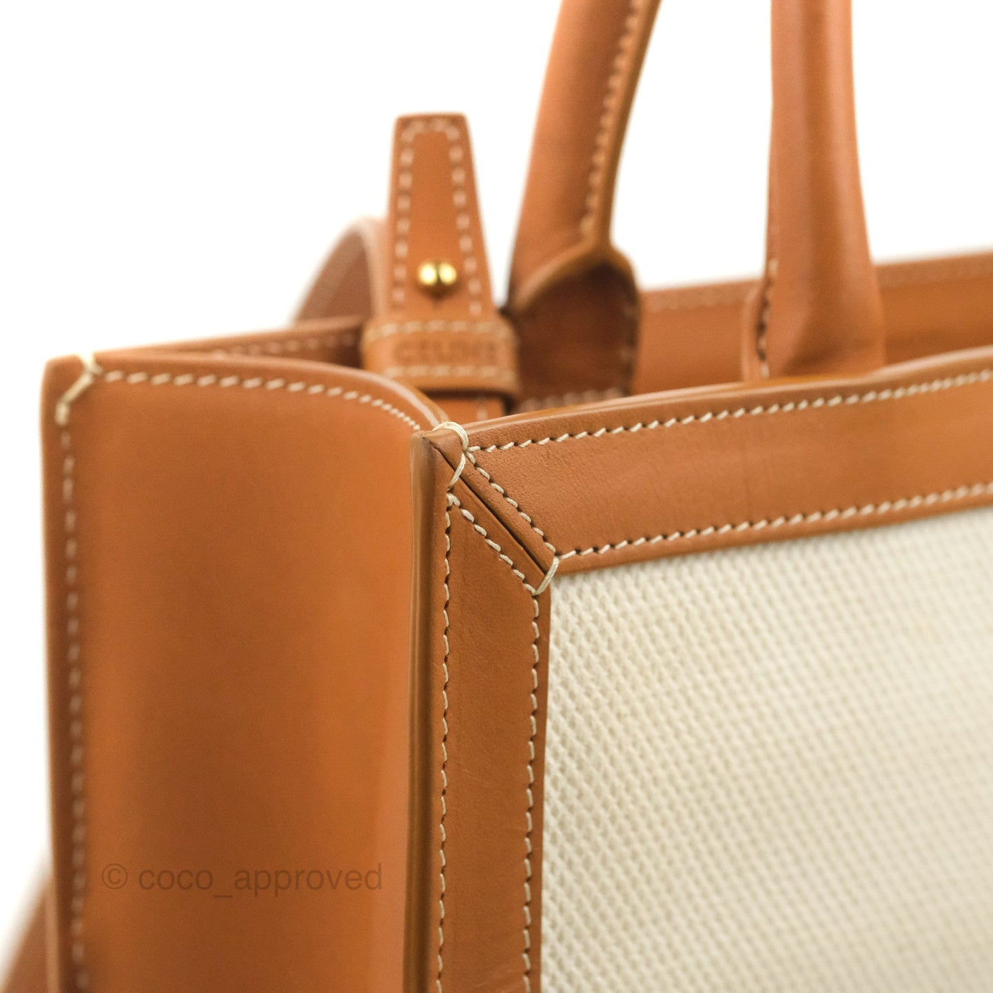 Celine Small Vertical Cabas Tote With Celine Print Natural/Tan