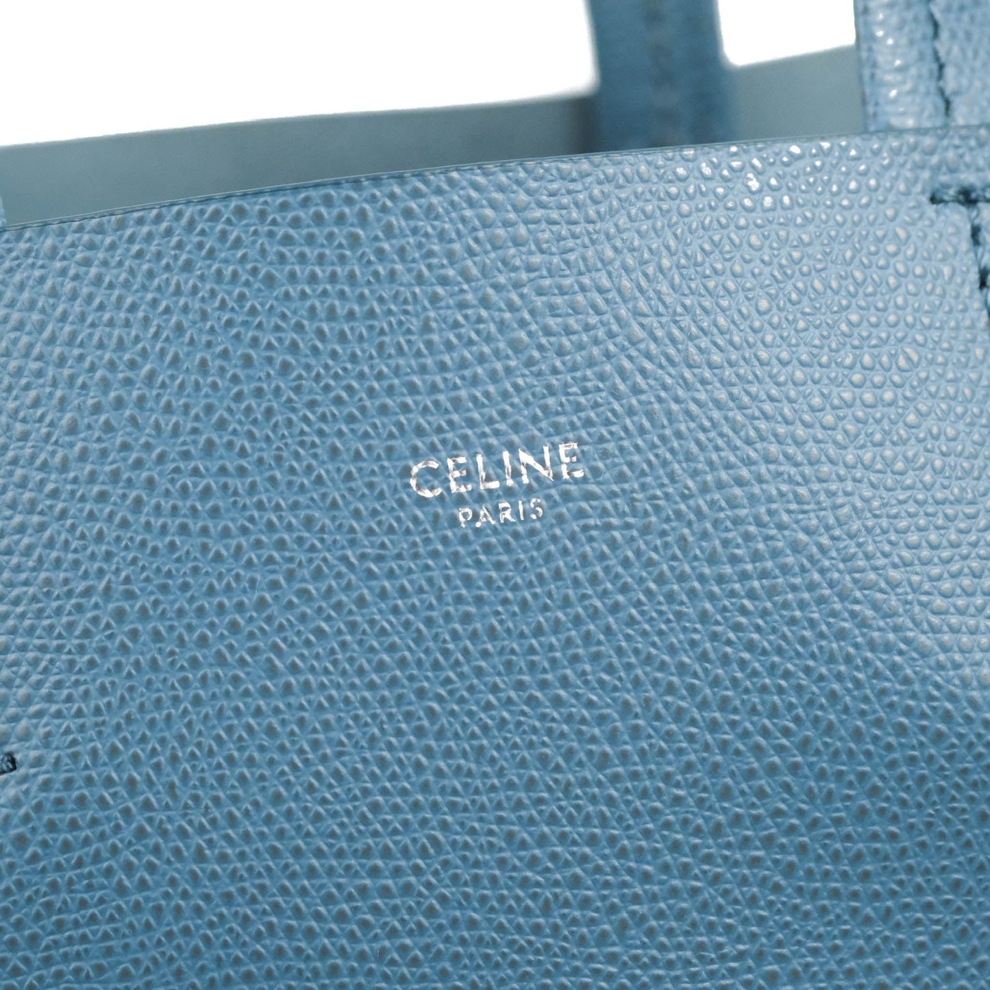 Celine Small Vertical Cabas Tote Grained Calfskin Blue Silver Hardware