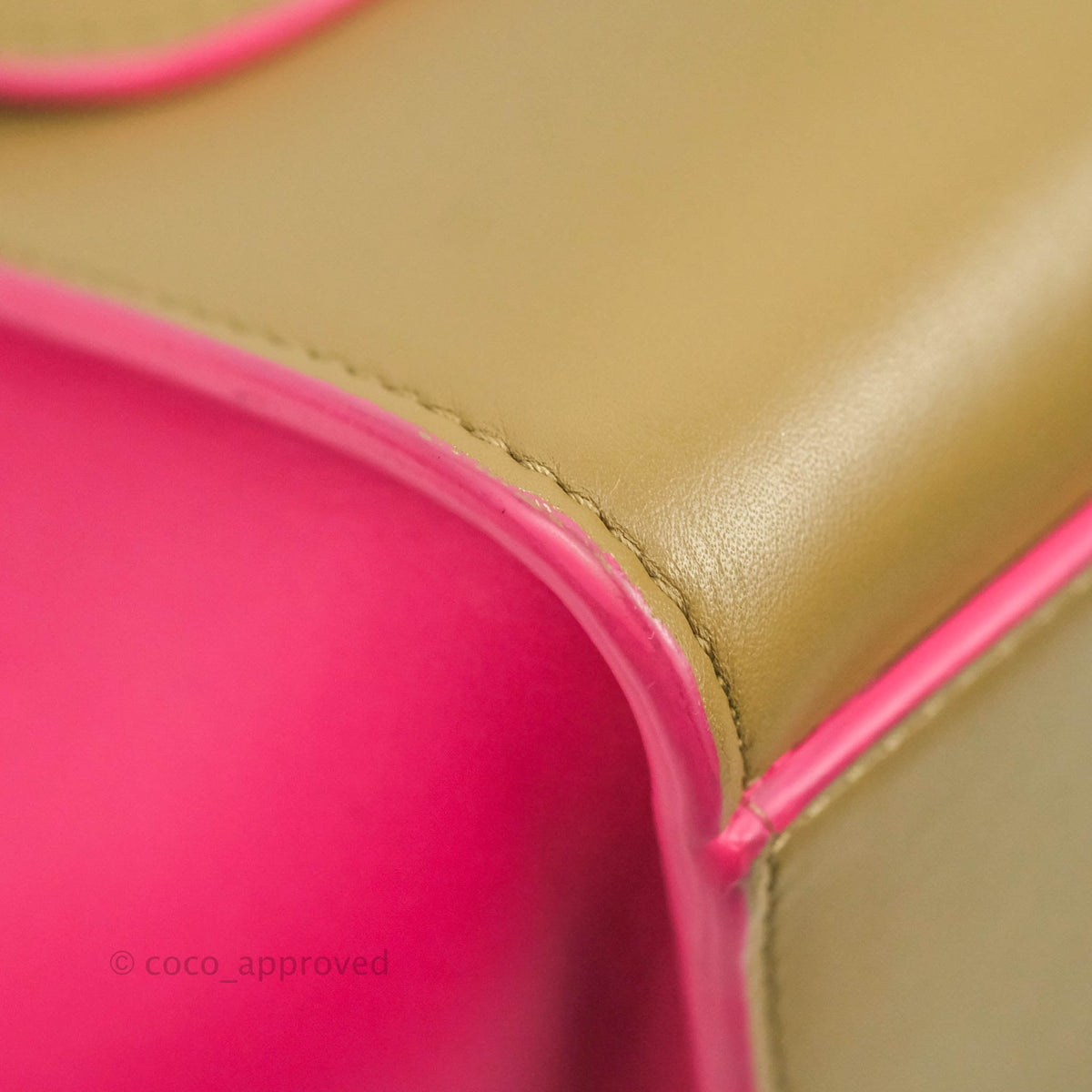 Celine Small Sleek Trapeze Beige Neon Pink Calfskin