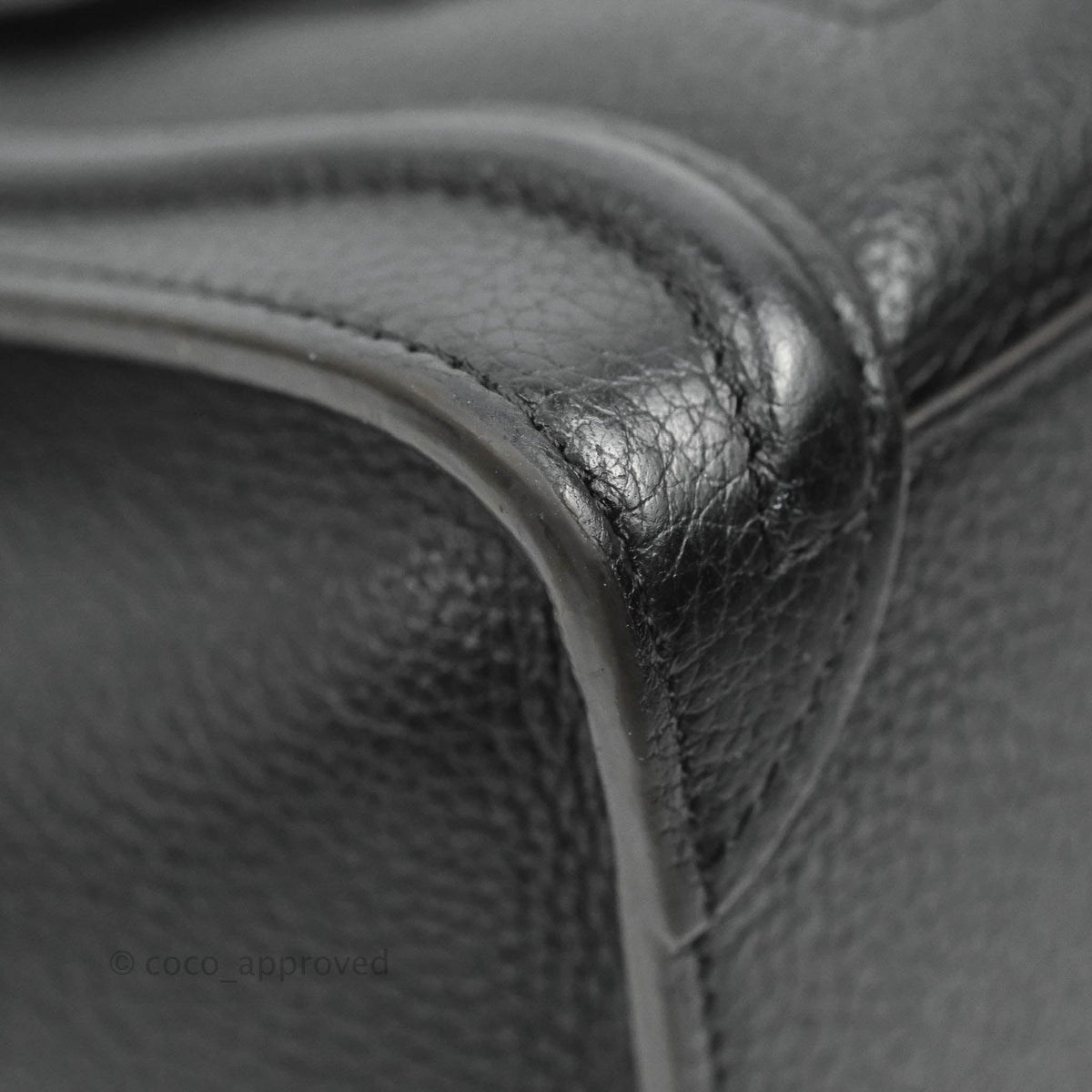 Celine Nano Luggage Black Drummed Calfskin Silver Hardware